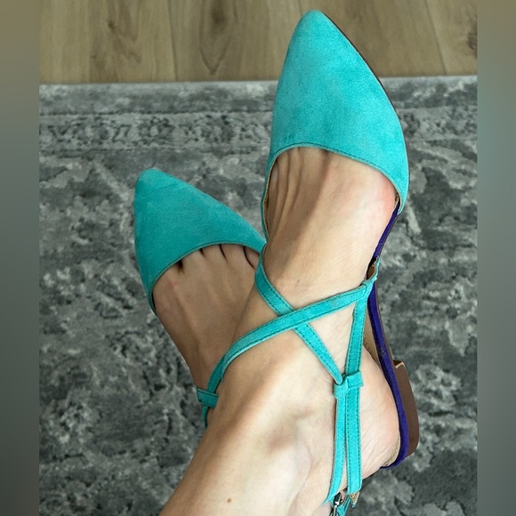 ZARA TRAFALUC turquoise flats - Picture 2 of 8